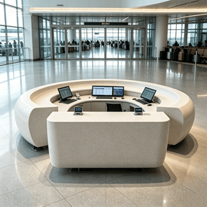 Mostrador de Recepción para Aeropuerto de Superficie Sólida Acrílica de Grado Ingeniería, <span class=keywords><strong>Precio</strong></span> de Fábrica al por Mayor - Product Image 5