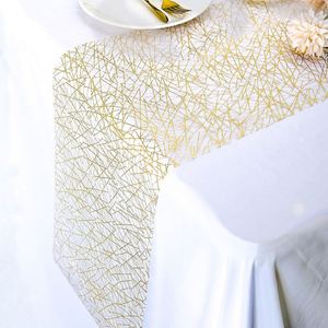 Microstar 28*500cm or estampage <span class=keywords><strong>Net</strong></span> gaze soie Polyestar chemin de Table anniversaire fête de mariage décoration nappe décorative - Product Image 1