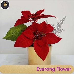 Decoración navideña <span class=keywords><strong>Flor</strong></span> <span class=keywords><strong>de</strong></span> <span class=keywords><strong>Pascua</strong></span> 50cm <span class=keywords><strong>Flor</strong></span> <span class=keywords><strong>de</strong></span> <span class=keywords><strong>Pascua</strong></span> <span class=keywords><strong>de</strong></span> terciopelo <span class=keywords><strong>artificial</strong></span> en <span class=keywords><strong>maceta</strong></span> - Product Image 4