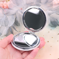 Logo personnalisé avec impression mignon miroir de poche en métal impression double face mini miroir rond de maquillage pour le maquillage petit miroir de courtoisie