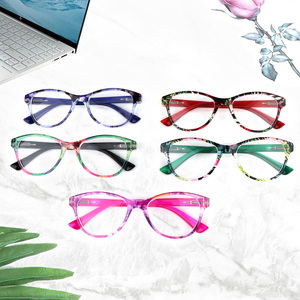 Commercio all'ingrosso colorato Cat Eye Read Glass OEM Logo personalizzato Designer Cat Eye Ladies Women occhiali da lettura Anti luce blu con imballaggio - Product Image 3