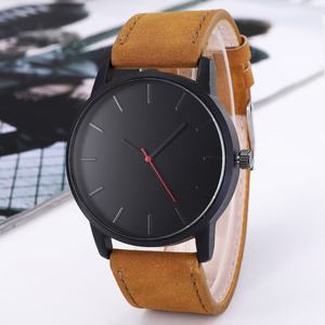 Montre à quartz pour homme en acier inoxydable, cadran rond, bracelet en cuir véritable et cadran lumineux. Style simple. - Product Image 1