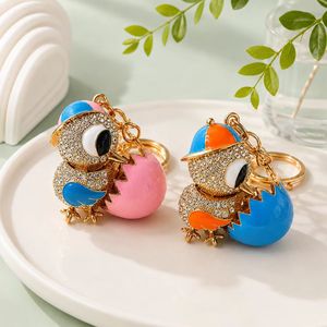 Porte-clés en alliage de zinc avec strass, motif poussin mignon, breloque de sac animal de dessin animé, pour femmes, vente en gros - Product Image 6
