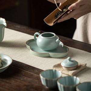 Ru Ware Teapot Porcelain Round With Lid Kung Fu <b>Tea</b> <b>Set</b> Afternoon <b>Tea</b> - Product Image 2