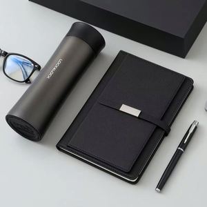 4 in 1 Business VIP Branded Luxury Corporate <b>Gift</b> Promotion Leather Journal <b>Gift</b> <b>Set</b> With Logo Vacuum Cup Notebook With Umbrella - Product Image 5