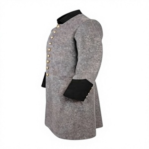 Manteau réversible en laine gris pour homme, coupe-vent, imperméable, boutonné, style historique, pour l'extérieur - Product Image 3