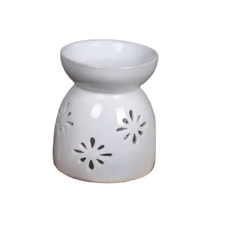 Novo pote de cerâmica para aromaterapia, queimador de óleo essencial, artesanato em alta temperatura, branco puro, translúcido para decoração de casa