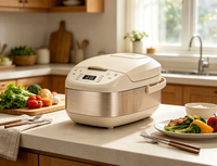 Cuisinière à riz électrique multifonctionnelle 4L (8 tasses de riz) 860W, fonction minuterie, contrôle par micro-ordinateur, boîtier en plastique, revêtement antiadhésif