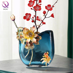 Vas Bunga Kristal Mewah Ringan Hiasan Vas Bunga Teratai Berwarna Enamel Berkualitas Tinggi untuk Dekorasi Rumah Seni Modern - Product Image 3