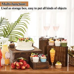 Vintage Solid Wood <b>Cake</b> Stand Natural Color Stackable For <b>Wedding</b> Party Decor F58 - Product Image 3