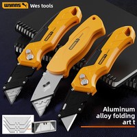 Couteau utilitaire pliant Couteau à papier peint épaissi tout en acier robuste Poignée en aluminium Métal durable Wynn's Industrial