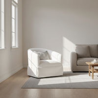 Ensemble de 2 fauteuils pivotants à 360 degrés en tissu avec structure en bois, fauteuils modernes en forme de baril, meubles pour la maison, salon, chambre, bureau à domicile