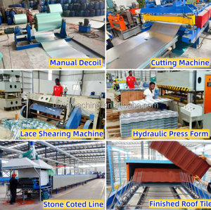 Stein beschichtete Metall-Stahlfliesen-Herstellungs maschine mit metall farbener Stanzdachziegel-Umform maschine - Product Image 4