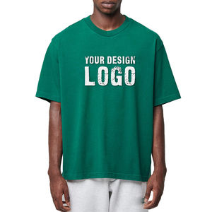 Camiseta de Hombre de Moda Americana, Media Manga, Cuello Pequeño, Holgada, Personalizada, de Algodón Lavado, Hombros Caídos, Tallas Grandes - Product Image 3