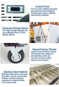 Carrito de <span class=keywords><strong>Gelat</strong></span> móvil, máquina todo en uno, máquina para hacer helados, se combina con carrito de Gelato para exteriores de calle - Product Image 3