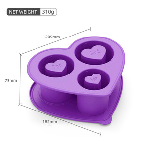 Hình Trái Tim Silicone <span class=keywords><strong>Ice</strong></span> <span class=keywords><strong>Cube</strong></span> Khay Với Nắp Cho Stanley Cup 30Oz 40Oz, 3-Khoang Cao Su Xi Lanh <span class=keywords><strong>Ice</strong></span> Block Khay Cho Tủ Đông - Product Image 2