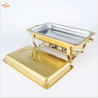 Hoge kwaliteit gouden 9L roestvrijstalen chafing dish buffetset, stapelbaar, 9L capaciteit, voedselwarmer voor restaurant- en hotelservice