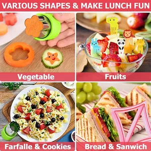 32pcs Diy Stainless Steel Fruit Cutter Cookie Cutter Plastic Sandwich Cutter Set <b>for</b> <b>Kids</b> <b>Lunch</b> Bento Tools - Product Image 3