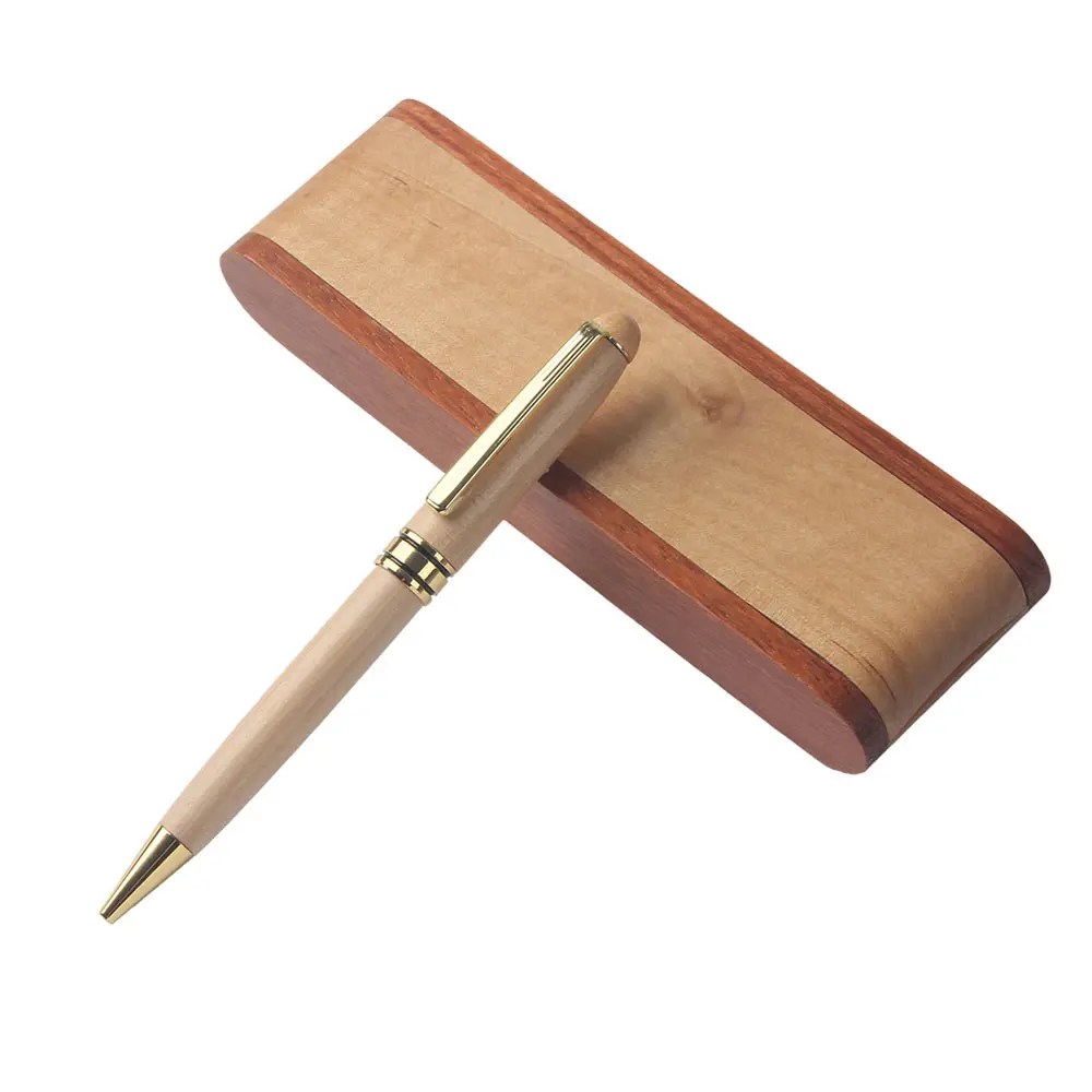 Commutateur de haute qualité, stylo à bille à rouleau personnalisé, boîte en bois de luxe, stylo en bois