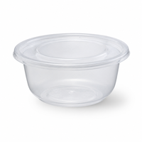 Bol jetable en plastique transparent 500 ml 110x62 mm avec couvercle, bol moyen pour salade, fruits, sushi, en-cas, bol de service, PP de qualité alimentaire, empilable