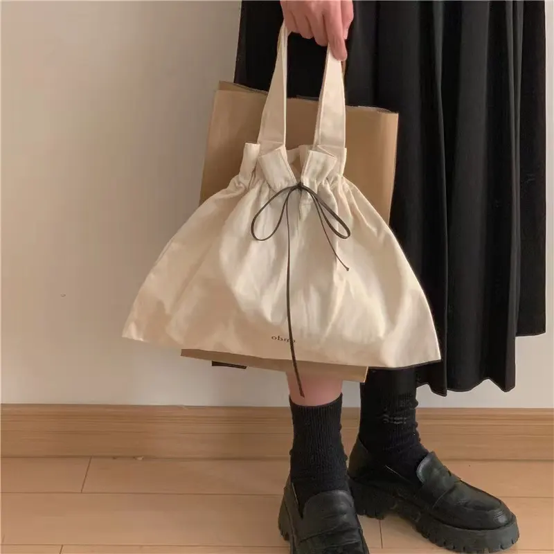 Bolsa de algodón de lona reutilizable para compras, bolsa de mano de algodón de lona con cordón de impresión de logotipo personalizado, ecológica, pequeña, venta al por mayor