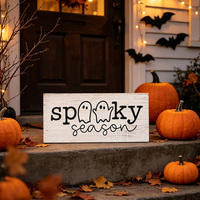 Plaque en bois personnalisée « Ghost », panneau de bienvenue pour Halloween, idéal pour la décoration murale de la porte d'entrée ou des fêtes