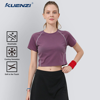 T-shirt Kuenzi Cool Feeling Hot Girl 210GSM 65% coton 35% polyester, coupe ajustée américaine, manches courtes extensibles pour femmes