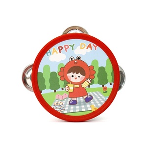 Wholesale 4 Inch Single-Row Colorful Cartoon Wooden Tambourine Orff Percussion Instrument <b>Hand</b> <b>Drum</b> Musical Toy Bring Joyful - Product Image 3
