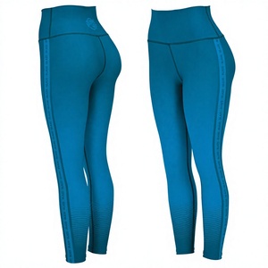 Custom Solid Full Length High Waist Butt Lift Gym Yoga <b>Leggings</b> Elastic Side Loop <b>Pocket</b> Crossover Waist <b>Workout</b> stretch/Nylon - Product Image 1