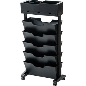 Office Organizer Storage Rack With Wheels Black Multi Layer Portable Bookshelf For Classroom Desk Use - Product Image 1