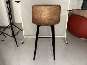 Wholesale Luxury Modern Home & Restaurant Kitchen Metal <b>Bar</b> <b>Stool</b> Orange Faux <b>Leather</b> Counter Height Dining Chair - Product Image 5