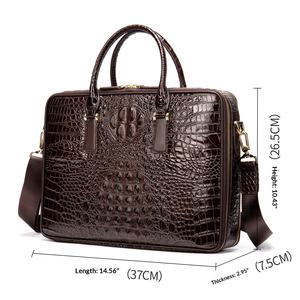 Sac à main en cuir véritable <span class=keywords><strong>Marant</strong></span> motif crocodile, mallette d'affaires pour homme, sac bandoulière vintage tendance avec fermeture éclair durable - Product Image 2