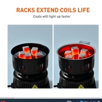 Estufa eléctrica de arranque de carbón de coco, placa caliente, quemador de carbón más rápido duradero, 120V ~ 600W con mango, parrilla y estante de acero inoxidable