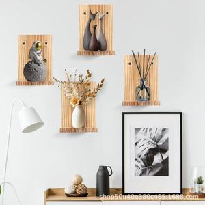 <b>Wall</b> Mounted Wooden L Shaped Shelf For Bedroom Living Room <b>Storage</b> Display Rack Rectangle <b>Hanging</b> Multipurpose - Product Image 2