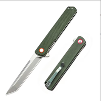 Couteau pliant de poche personnalisé OEM avec lame en acier D2 et manche en lin, adapté au camping en plein air, à la survie et à l'EDC