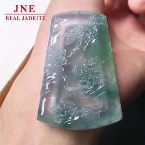 Myanmar mina madera paisaje hielo flores flotantes Jade suerte hombres y mujeres colgante regalo de vacaciones para amigos - Product Image 4