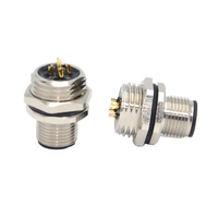 Conector Hembra M12A-G05-BQ de 5 Pines, Montaje en Panel, Resistente al Agua, Conexión Rápida, PCB/Soldadura, Contactos de Latón Chapados en Oro