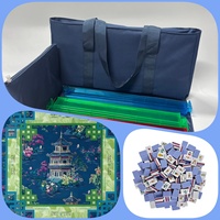 Juego de Mahjong Americano Automático de Lujo Moderno, de Acrílico ABS y Goma, para 4 Jugadores, 160 Fichas, con Tapete Plegable y Bolsa, para la Familia