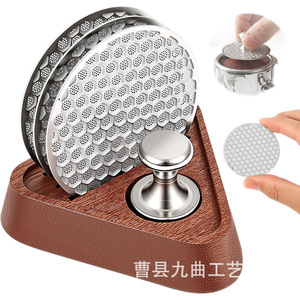 Stainless Steel Coffee Tamper <b>Set</b> With Sapele Wood Base Universal Espresso Accessories - Product Image 5