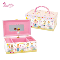 Boîte à musique Sonnetly Princess - Boîte en papier mignonne pour filles avec mélodie à cordon, mini miroir et tiroir, cadeau d'anniversaire pour enfants