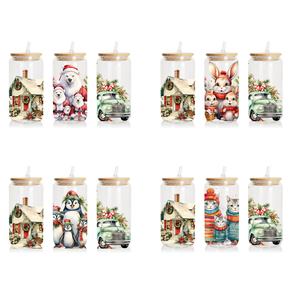 Oso polar personalizado de fábrica diseños navideños UV DTF envolturas de <span class=keywords><strong>taza</strong></span> transferencias pegatinas calcomanías 16oz Libbey Glass UV DTF envolturas para tazas - Product Image 3