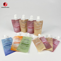 Pochette à bec verseur personnalisée imprimée en couleur, bouteille cosmétique en plastique, sac d'emballage portable pour crème et lotion
