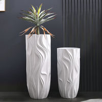 Jardinière d'intérieur moderne en ciment de 70 à 90cm de hauteur, pots de fleurs, grands vases blancs, trou de drainage pour arrosage de centre commercial à domicile, vente en gros