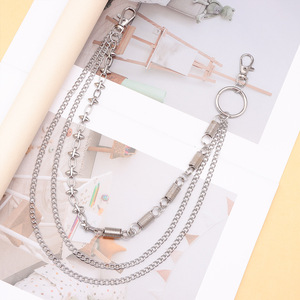 โซ่คาดเอวโลหะสองชั้นพร้อมปลายแหลมและข้อต่อสปริง เครื่องประดับแฟชั่นฮิปฮอปสำหรับทุกเพศ เหมาะสำหรับสวมใส่ลำลอง วัสดุโลหะผสมสังกะสี - Product Image 4