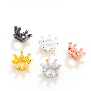 Breloque en alliage 3D en forme de couronne avec micro-diamants pour la création de bijoux DIY – Couleurs argent, or, or rose, bronze, noir, or blanc - Product Image 5