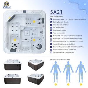 <span class=keywords><strong>Spa</strong></span> Exterior Premium para 5 Personas con Potentes Jets de Masaje para Pies, Alivio Rápido de la Fatiga Muscular - Product Image 3
