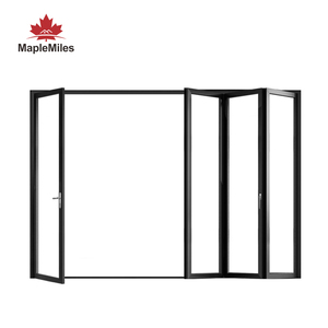 2025 vente chaude grand accordéon verrouillable interne moderne coulissant en aluminium bifold pliant Double portes patio en verre - Product Image 3