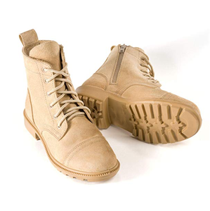 TSA14 -1  Bottes de combat unisexes en cuir pleine fleur de 7 pouces avec fermeture éclair latérale, couleur beige kaki désert de haute qualité - Product Image 2