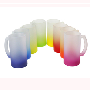 Topjlh Sublimation 16oz coloré Sublimation verre givré bière avec poignée <span class=keywords><strong>pour</strong></span> mari <span class=keywords><strong>papa</strong></span> hommes <span class=keywords><strong>pour</strong></span> la fête des pères - Product Image 1