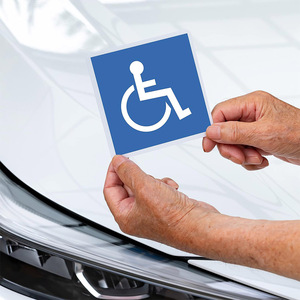 Tùy chỉnh 10 inch UV in vinyl không Phản Chiếu Màu xanh vuông xe lăn khả năng tiếp cận thị giác dấu hiệu cảnh báo - Product Image 6